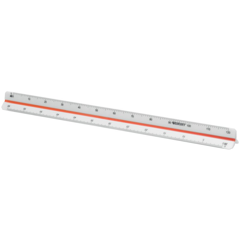 WESTCOTT règle triangulaire plastique, blanc, 300 mm